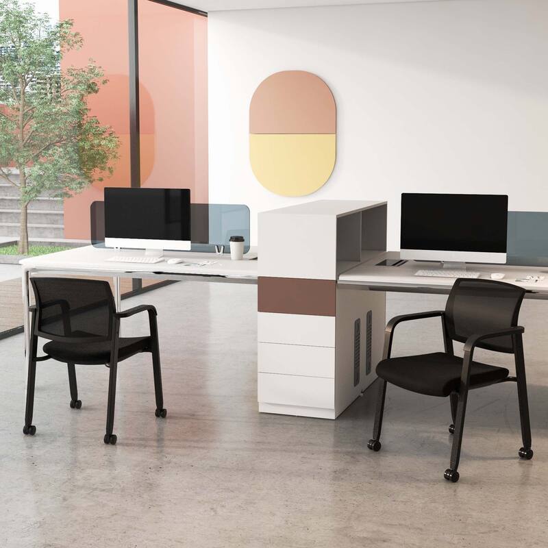 Set of 2/4 Rolling Conference Room Chairs Stackable Office Mesh Chairs