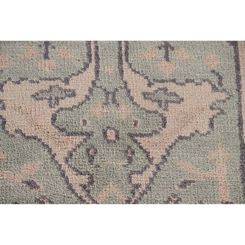 Green Oushak Oriental Runner Rug Handmade Wool Carpet - 2'6"x 10'2"