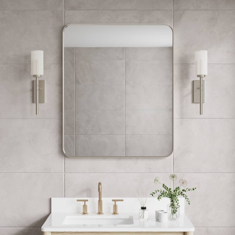 Modern Bathroom Rectangular Wall Mounted Anodized Aluminum Framed Vanity Mirror