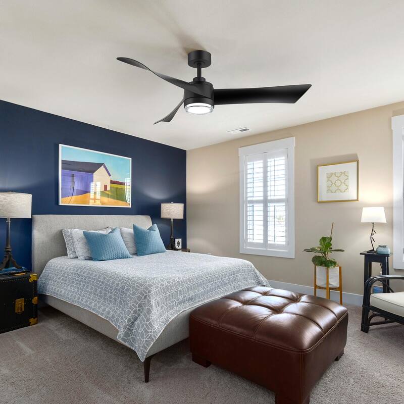 54" ABS 3-Blade LED Ceiling Fan with Light and Remote