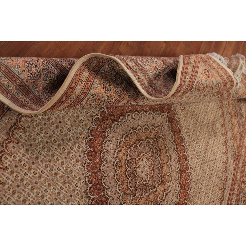 Vegetable Dye Tabriz Persian Handmade Wool & Highlighted Silk Carpet - 6'9" x 10'4"