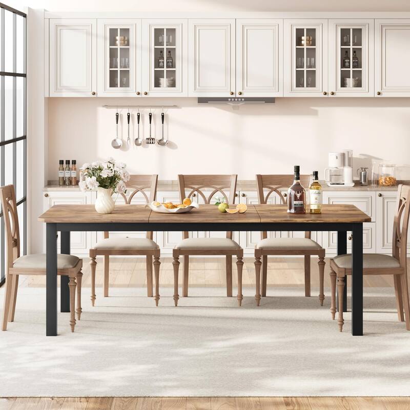 Dining Table for 6-8 People, 78.7" Rectangle Wood Kitchen Table