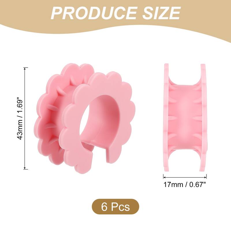 6Pcs Clothes Hanger Windproof Fixed Hook, Anti-Off Hanger Ring Hooks - 1.69"x0.67" - Pink
