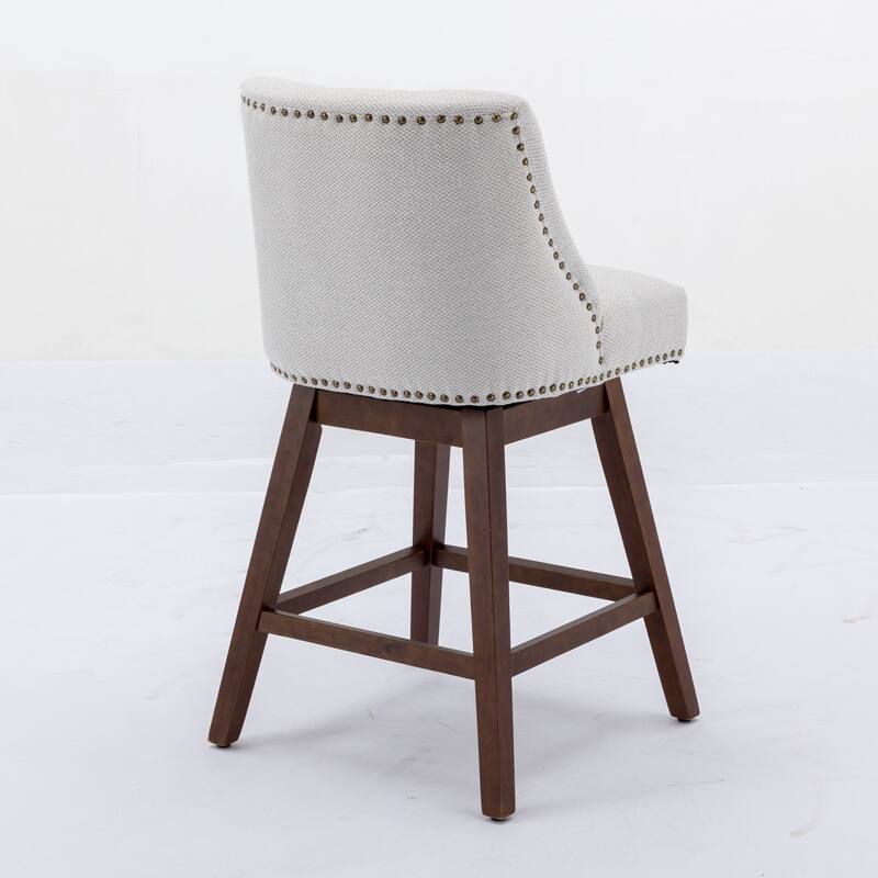 Counter Height Swivel Barstools 21" Thick Upholstered Bar Stools Set of 2