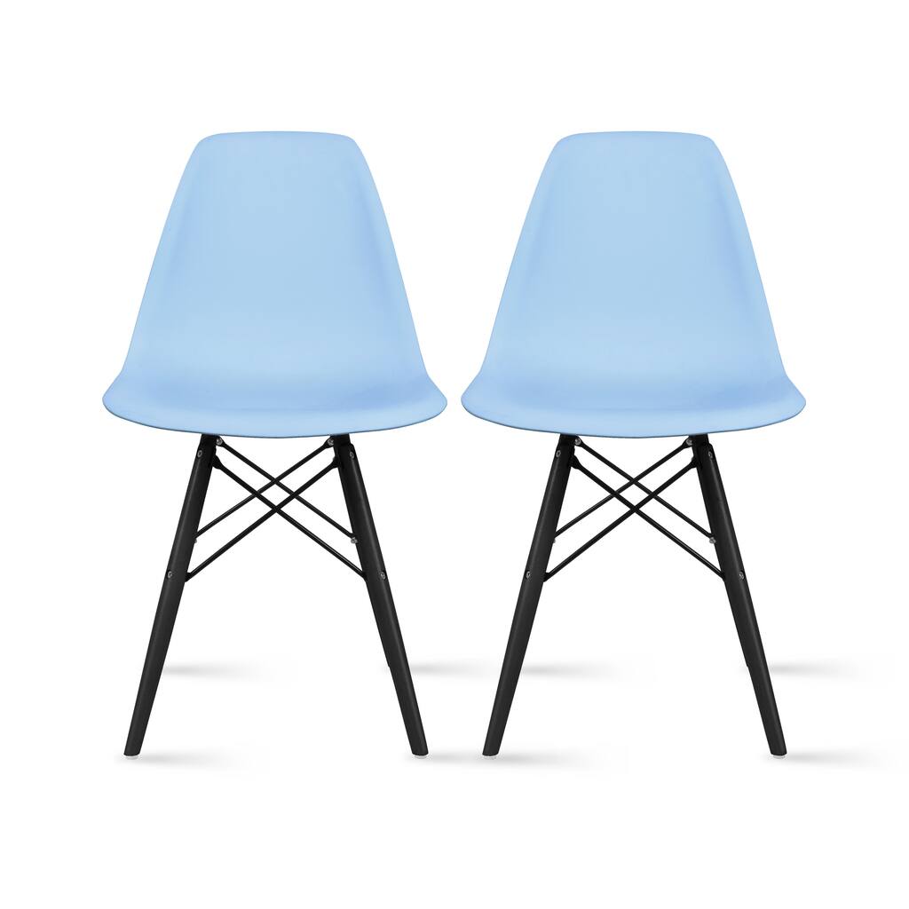 Plastic Eiffel Chairs Solid Wood Legs Molded Modern Armless Side Dining For Kitchen Work Office