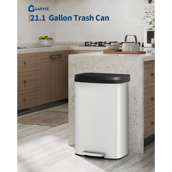 21 Gal/80L Stainless Steel Step Trash Can, Large Kitchen Garbage