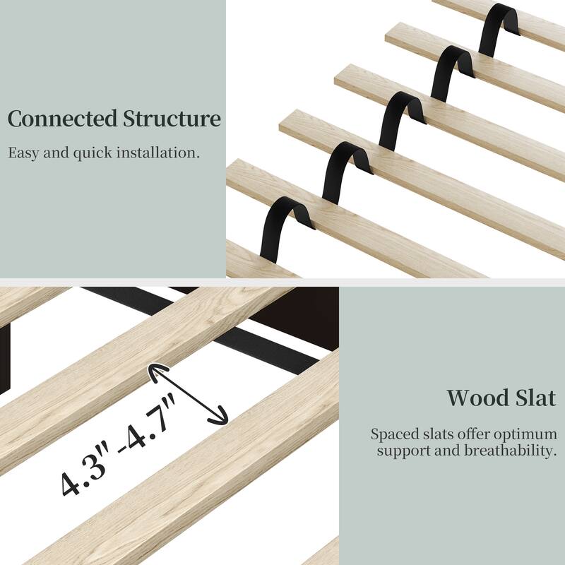 Yaheetech Farmhouse Wooden Bed Frame with Headboard No Box Spring Needed