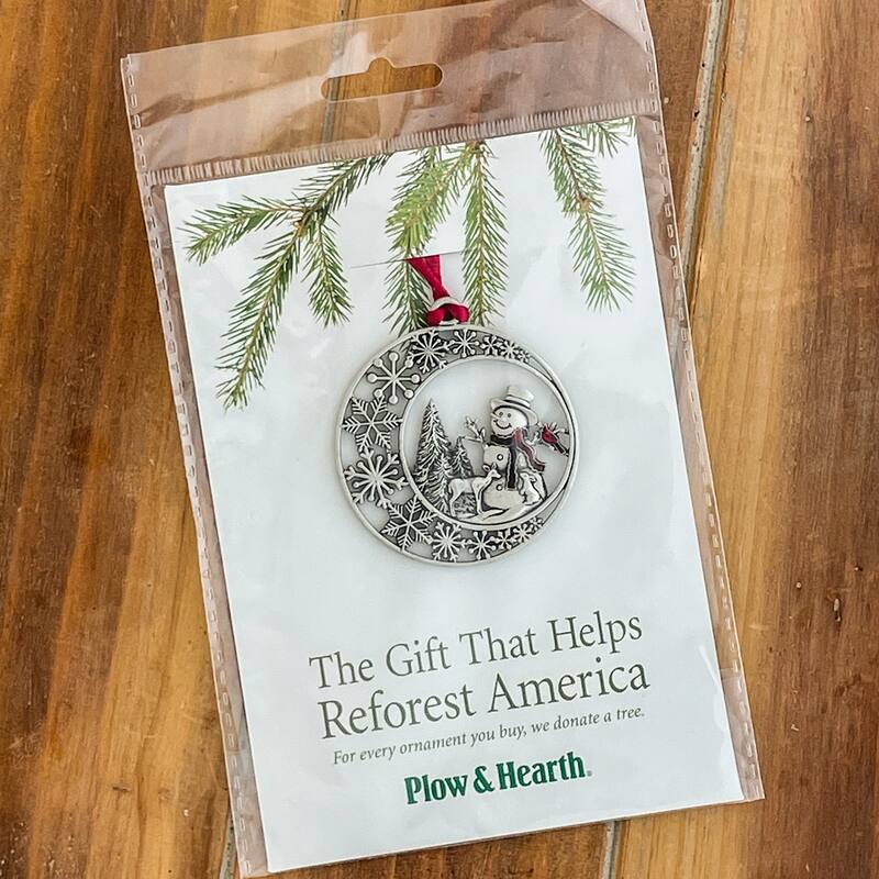 Solid Pewter Christmas Tree Ornament - Snowman