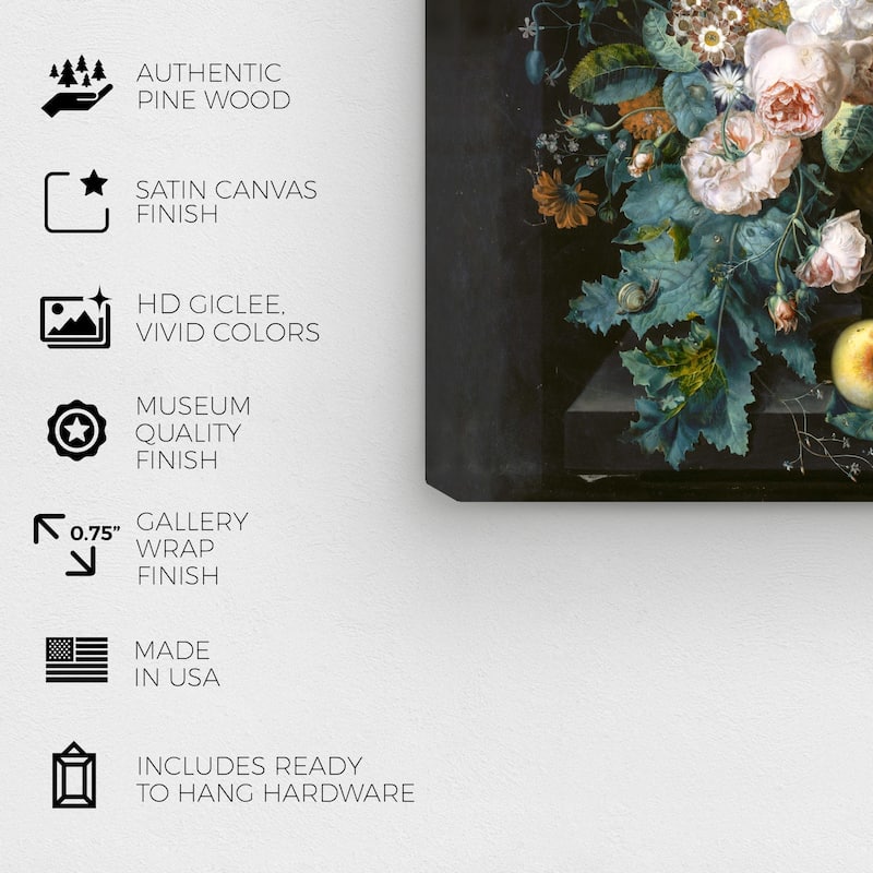 Wynwood Studio Canvas Floral and Botanical Margaretha Haverman - A Vase of Flowers Black and Traditional Wall Art Canvas Print