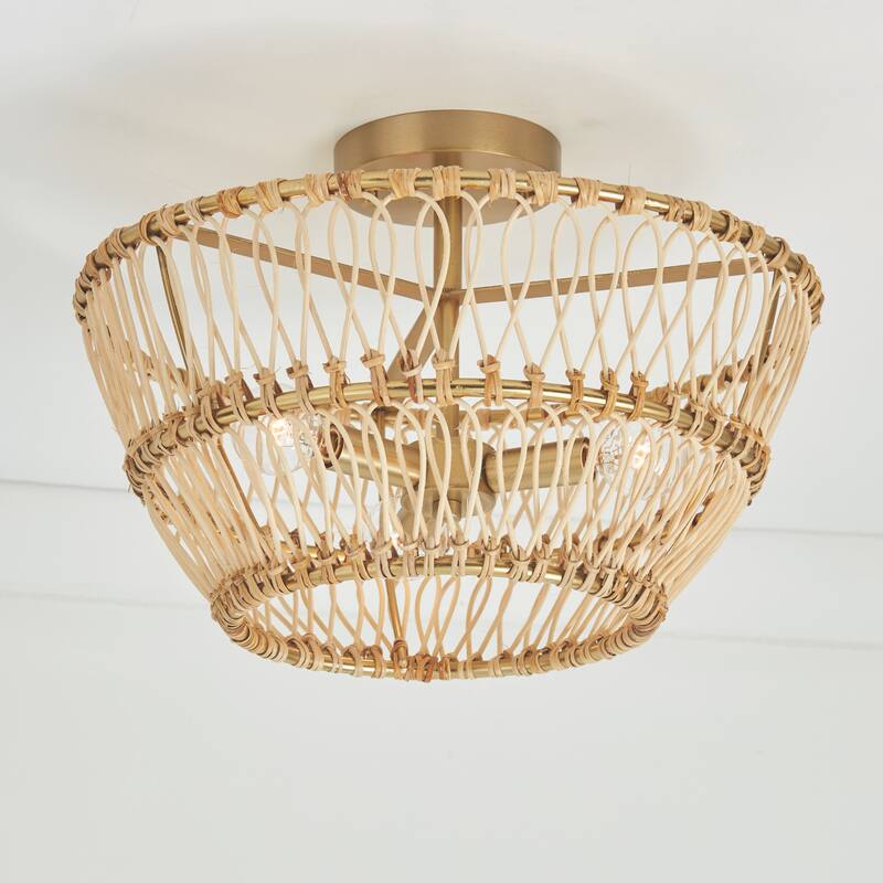 Wren 3-light Matte Brass Convertible Semi-Flush/ Pendant