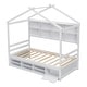 preview thumbnail 45 of 57, Wooden House-shaped Twin House Bed with Bedside Built-in Storage Shelves,Under Bed Storage,Kids and Baby