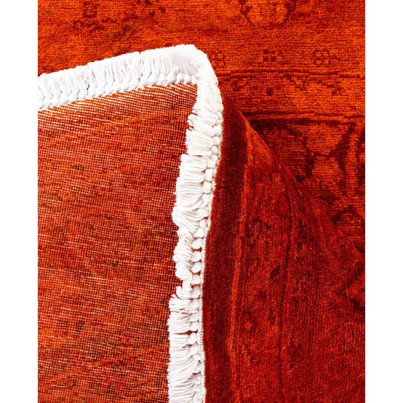 Overdyed One-of-a-Kind Hand-Knotted Area Rug - Orange - 5' 0" x 5' 0"