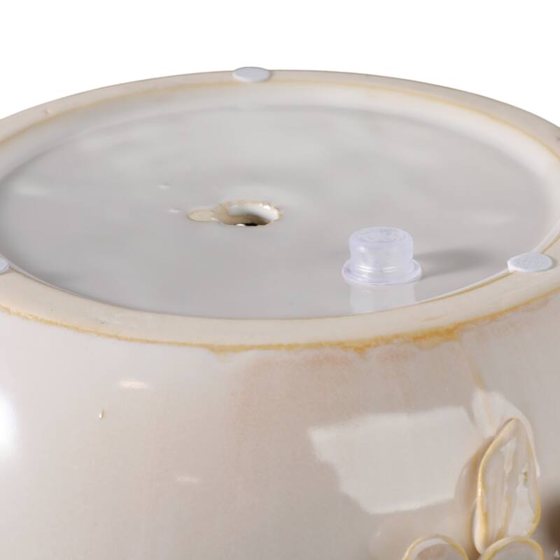 Ceramic Planter Raised Floral Detailing Glossy Decorative Display