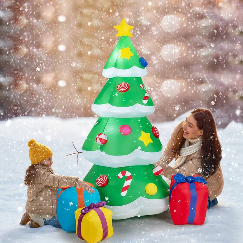 6 FT Inflatable Christmas Tree Blow Up Xmas Decoration with Gift Boxes