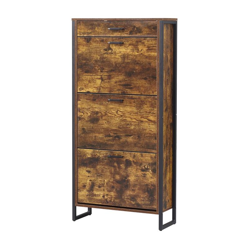 Hidden Shoe Storage Cabinet with 3 Flip Drawers,1 Drawer for Entryway