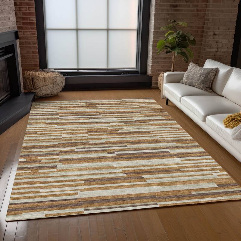Machine Washable Indoor/ Outdoor Chantille Modern Stripes Rug