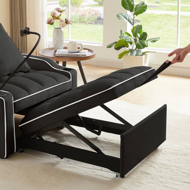 Convertible Sleeper Chair Sofa Bed, 3-in-1 Folding Sofa Bed with Adjustable Backrest and USB Charging Port for Small Rooms.