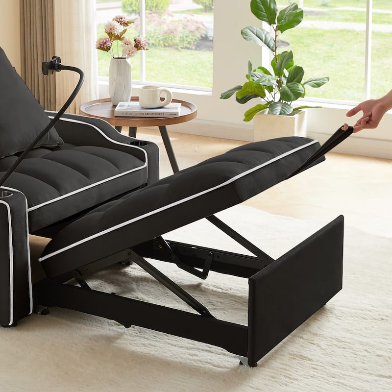 GDFStudio - Flora Modern 3-in-1 Convertible Sleeper Chair Sofa Bed, Adjustable Pull-Out Sofa with Storage
