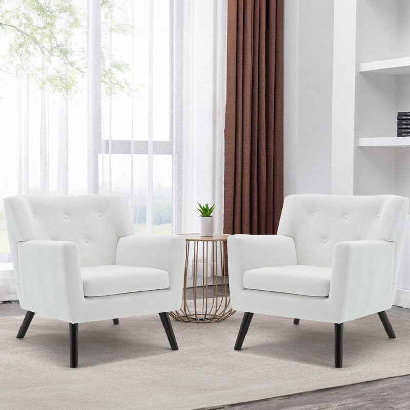Velvet Upholstered Armchair Tufted Accent Chair, Set of 2 - 30.71"H x 28.35" W x 27.56"D