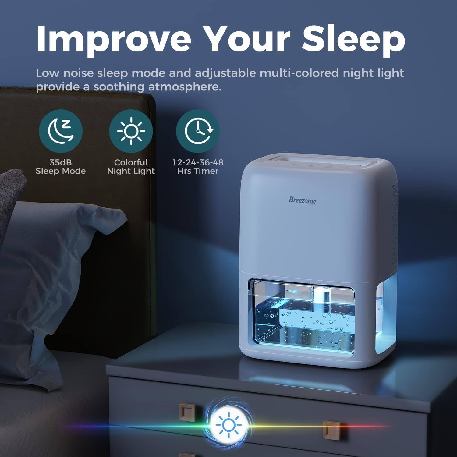 60 OZ Dehumidifiers for Home, DualSemiconductor Quiet Dehumidifier