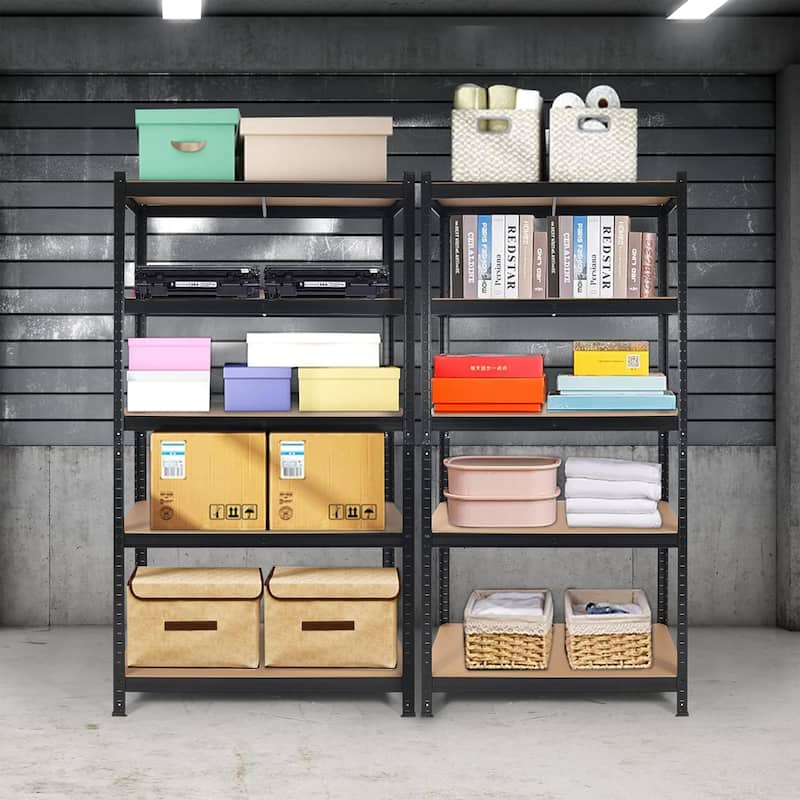 5-Tier 2000LBS Capacity Heavy Duty Garage Storage Shelves with Adjustable Height - 71 "H x 35.5 "W x 15.8" D - 71 "H x 35.5 "W x 15.8" D - Black