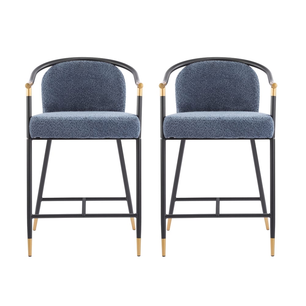 Roomfitters Upholstered Counter Stool Set of 2, Modern Metal Frame Bar Stool for Kitchen Island