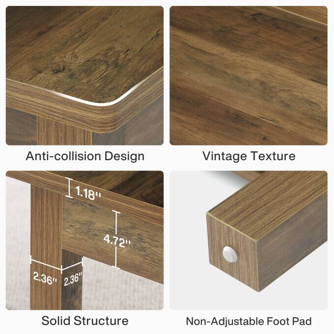 Wood Dining Table Set, 55-Inch Kitchen Table with 2 Benches for 4-6