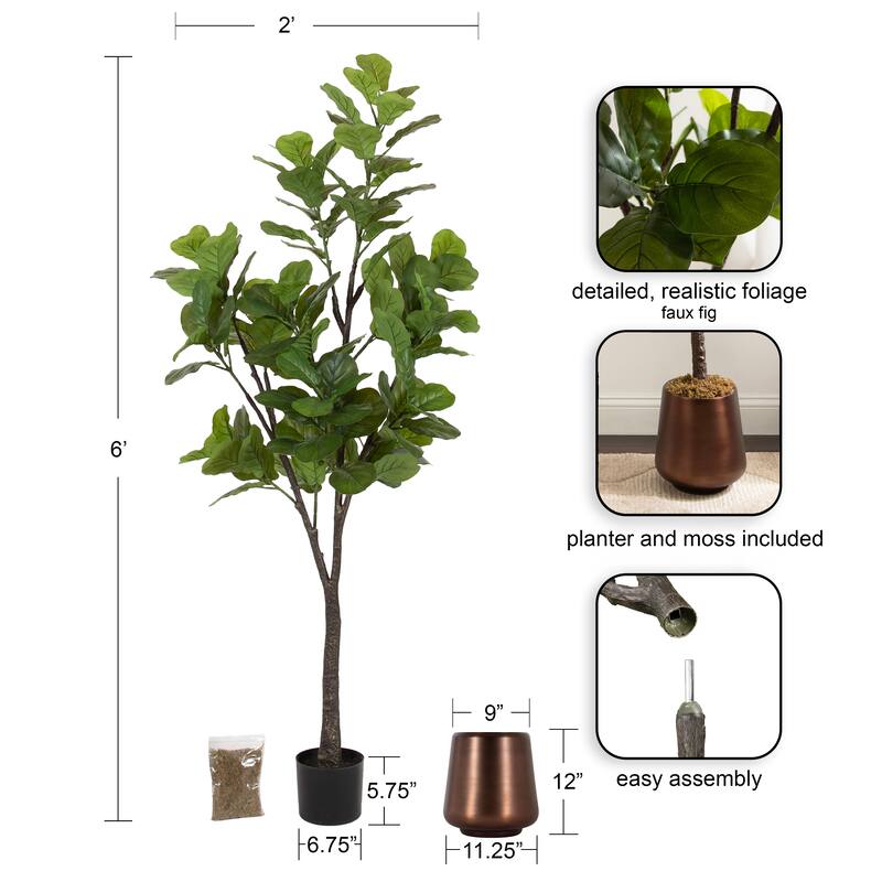 Kate and Laurel Fidmont Faux Fiddle Fig Tree
