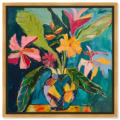Art Remedy Vase Of Tropical Flowers Ii Framed Flowers In Vase Paintings