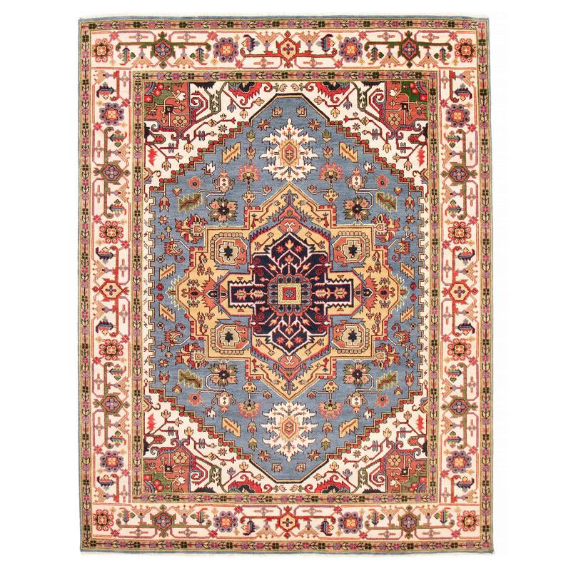 ECARPETGALLERY Hand-knotted Serapi Heritage Slate Blue Wool Rug - 8'11 x 11'9 - Slate Blue - 8'11 x 11'9