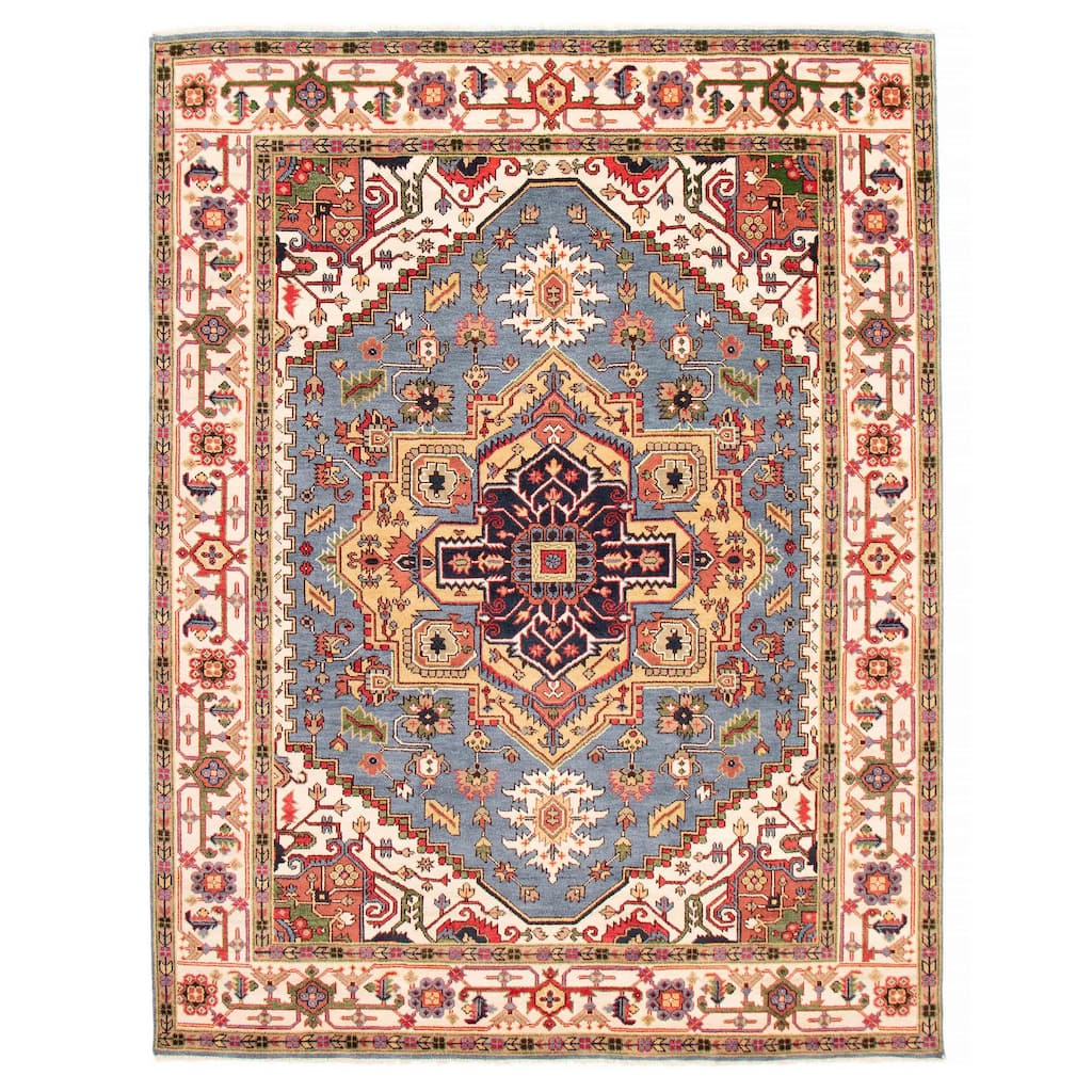ECARPETGALLERY Hand-knotted Serapi Heritage Slate Blue Wool Rug - 8'11 x 11'9