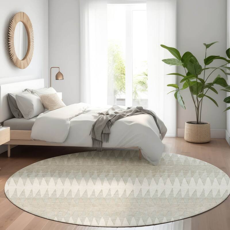 Premium Washable Super Soft Modern Ziggy Mayfield Rug - Ivory - 8' x 8'