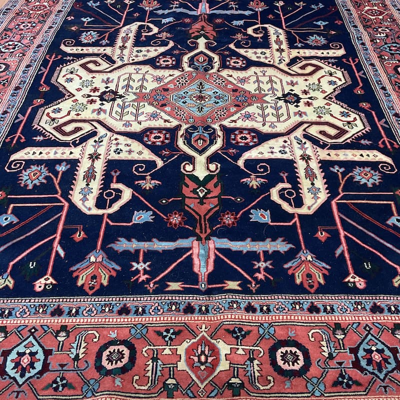 HERAT ORIENTAL Handmade 1960s Antique Ardabil Wool Rug - 8' x 11'