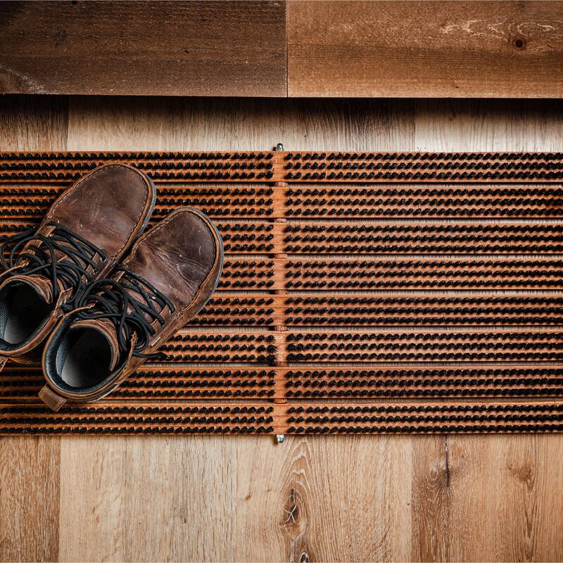 Kings County Tools 31.5” x 14” Outdoor Door Mat with Shoe Cleaner Brush Bristles