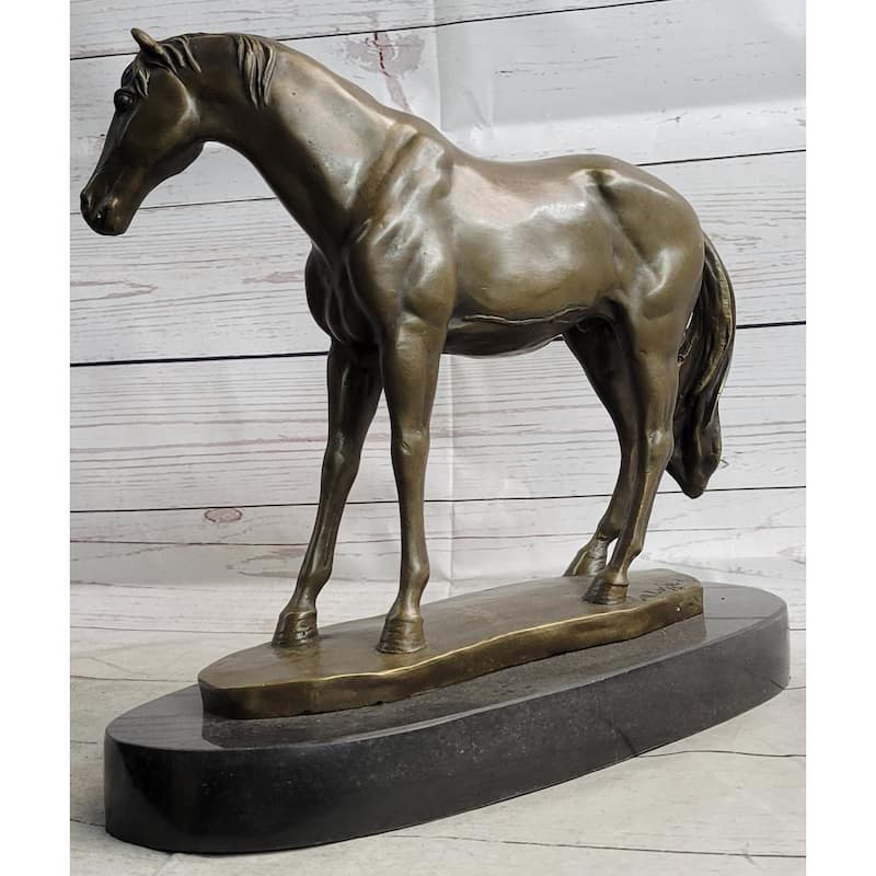 Arabian Horse Mare Bronze Figure Sculpture Statue Equestrian Decor On Marble Base