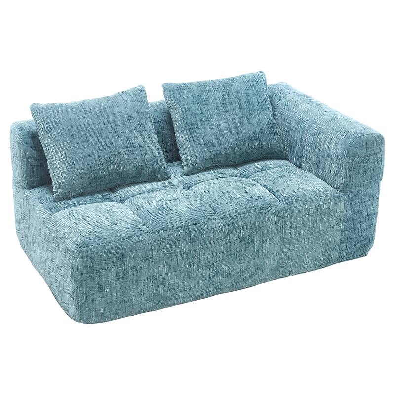 Chenille Loveseat Sofa Upholstered Deep Seat Sofa, Lounge Couch Corner Sofa Minimalist Modular Couches for Apartment