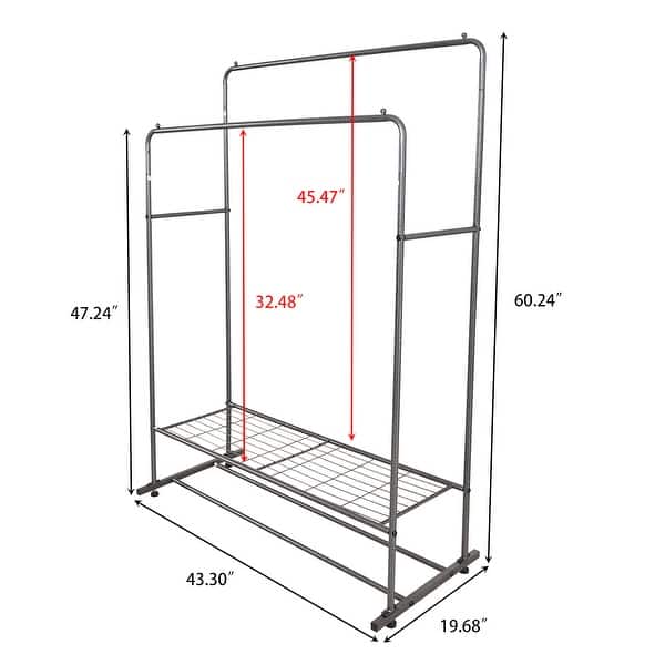 Garment Rack Freestanding Hanger Double Rods Multifunctional Bedroom