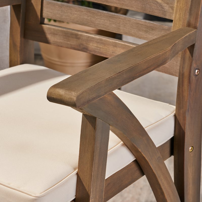 Hermosa Acacia Wood Cushioned Bar Stool (Set of 4) by Christopher Knight Home