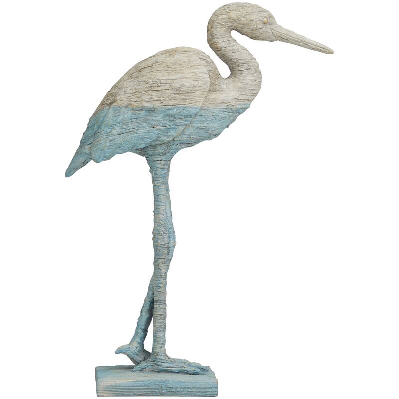 Light Blue Polystone Textured Ombre Flamingo Decorative Sculpture