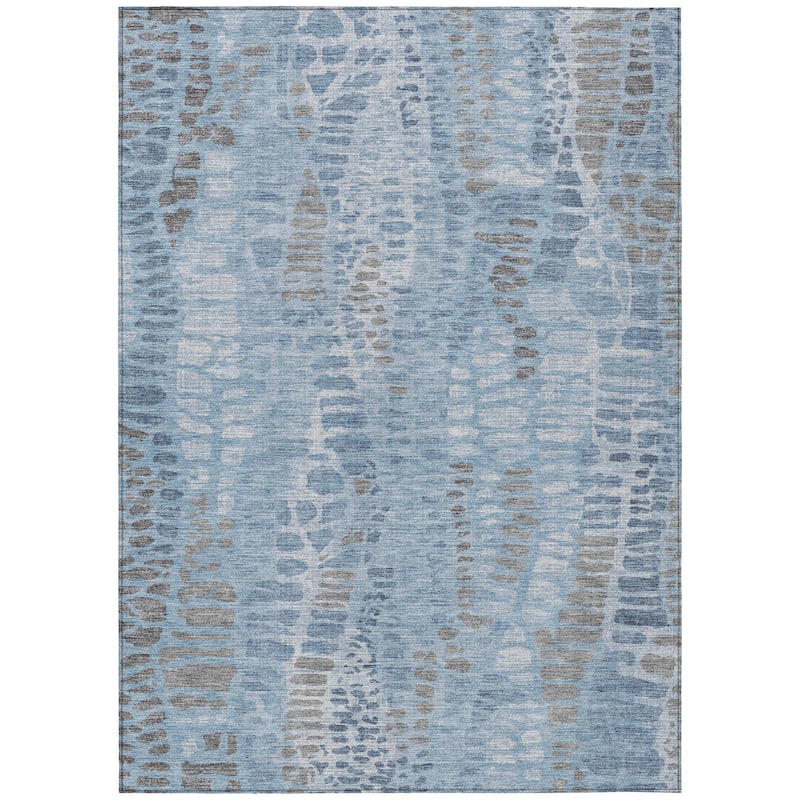 Machine Washable Indoor/ Outdoor Modern Imprints Chantille Rug