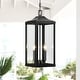 preview thumbnail 4 of 10, 2-Light Black Large Transitional Outdoor Hanging Pendant Light with Clear Glass - 20 in. H