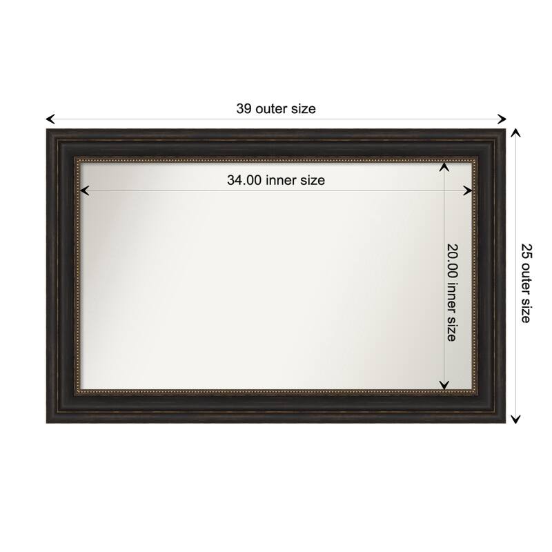 Accent Bronze Framed Non-Beveled Custom Wall Mirror, Bathroom Vanity Mirror - Outer Size: 39 x 25