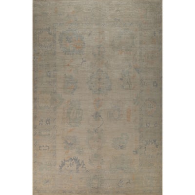 Vegetable Dye Oushak Turkish Large Rug Bedroom Handmade Wool Carpet - 10'0" x 13'9"