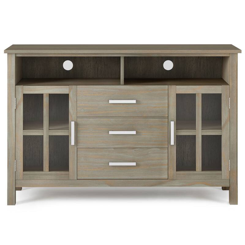 WYNDENHALL Waterloo SOLID WOOD 53 inch Wide Contemporary TV Media Stand - 53"w x 16.5"d x 34.8" h