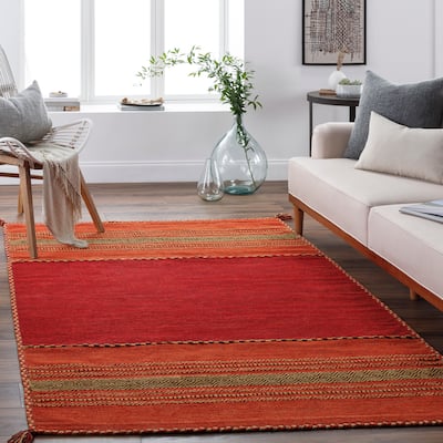 Hand-Woven Recar Stripe Reversible Area Rug