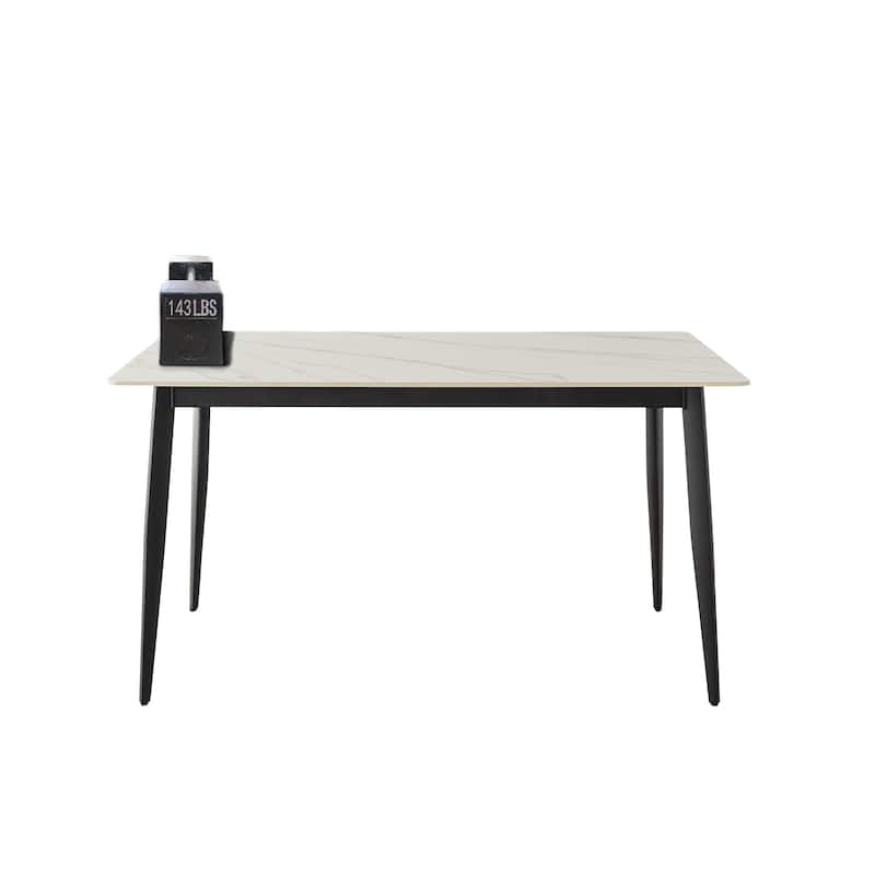 Dining Table 55" Rectangular Kitchen Table with Porcelain Table Top and Metal Legs,Table for 4,Dinner Table,Table Only