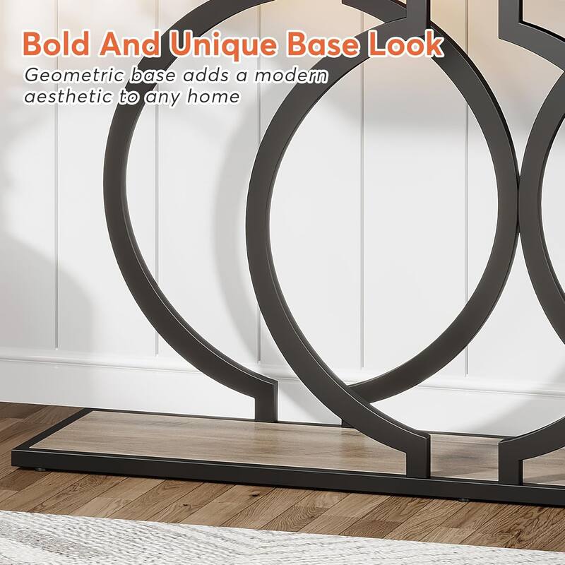 Industrial Console Table 55" - Narrow Long Entryway Sofa Table with Geometric Metal Frame & Vintage Grey Wood Top