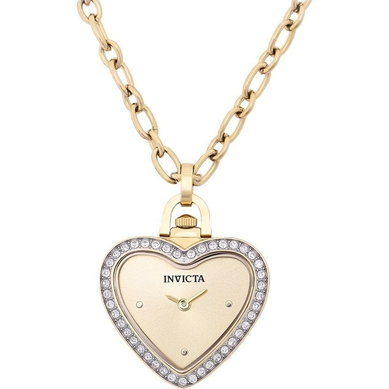 Invicta Women's 49938 Mini Quartz PC20S Brass Dial Necklace Watch - Gold