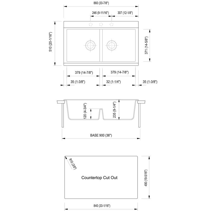 ALFI brand AB3418DBUM-W White 33" Granite Composite Workstation Step Rim Double Bowl Undermount Sink with Accessories