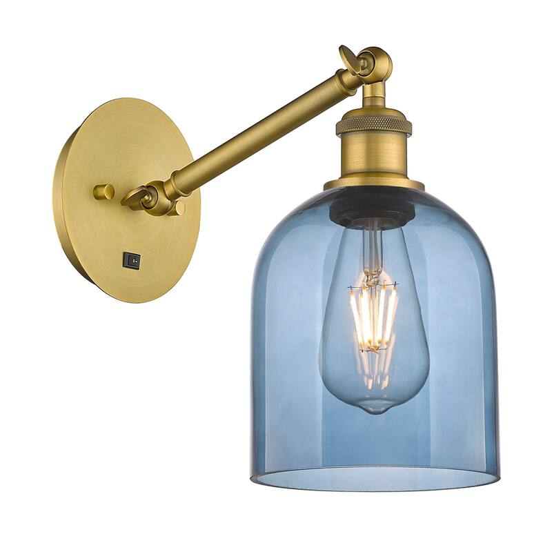 Innovations Lighting 317-1W-10-6 Bella Sconce Bella 10" Tall Wall - Brushed Brass / Princess Blue